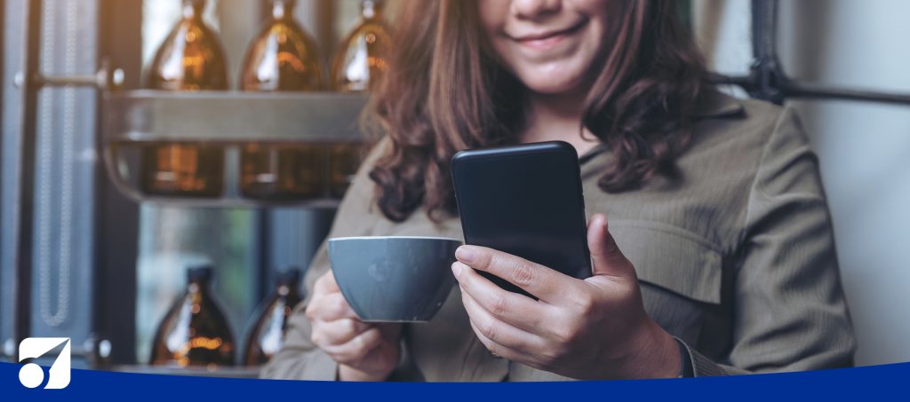 image of a woman using an app