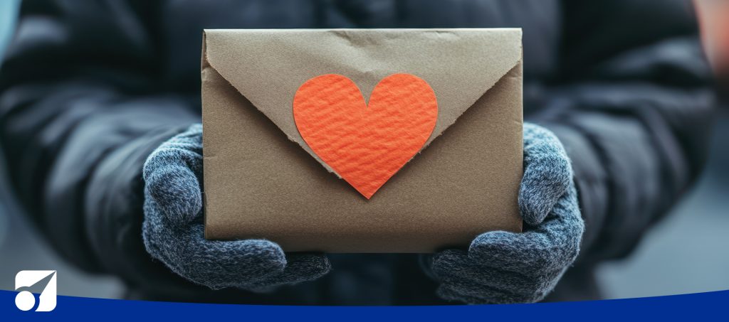 a person with a donation